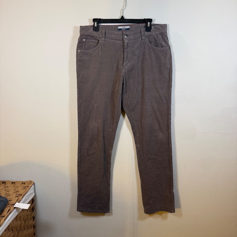 Johnnie-O Mens 32x30 Corduroy Pants Taupe Brown 5-Pocket Straight Leg Stretch‎